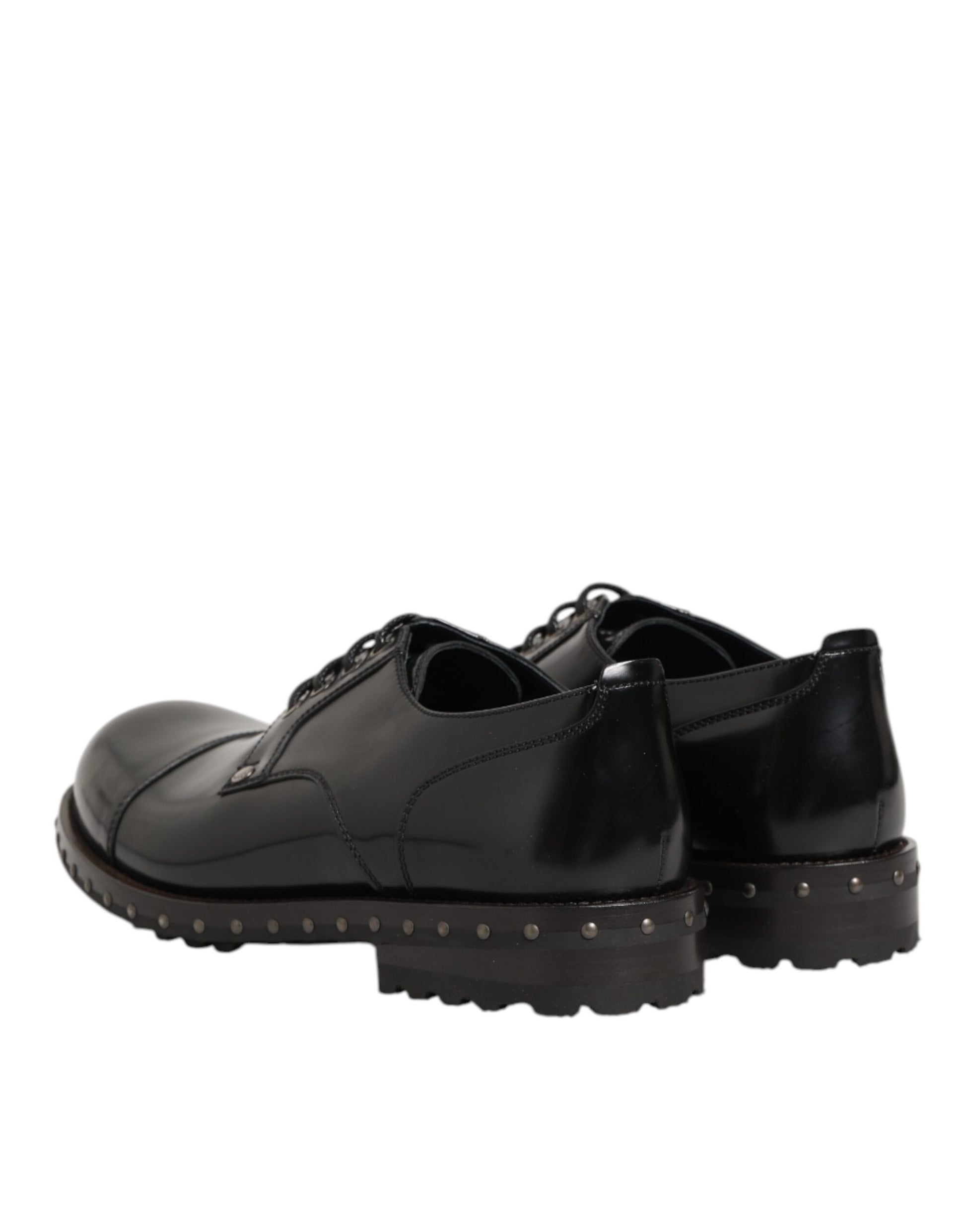 Dolce & Gabbana Black Leather Studded Men Formal Derby Shoes Dolce & Gabbana