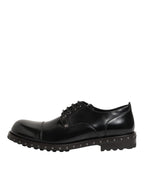 Dolce & Gabbana Black Leather Studded Men Formal Derby Shoes - Eljoys Fashion 