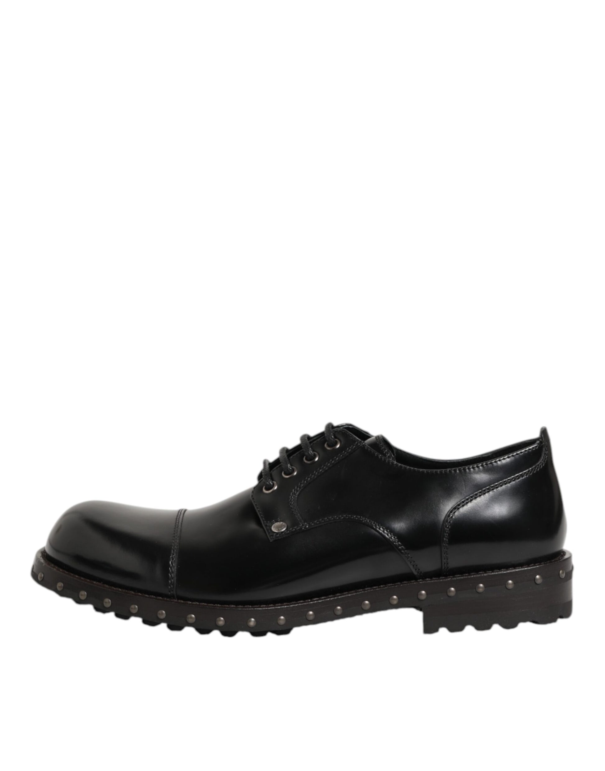 Dolce & Gabbana Black Leather Studded Men Formal Derby Shoes Dolce & Gabbana