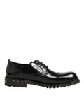 Dolce & Gabbana Black Leather Studded Men Formal Derby Shoes - Eljoys Fashion 