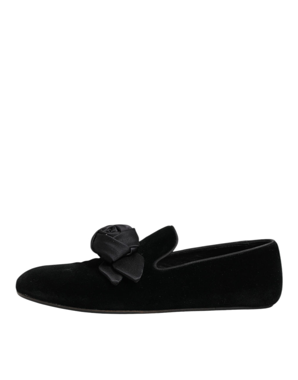 Dolce & Gabbana Black Suede Cotton Rose Slip On Loafers Shoes - Eljoys Fashion 