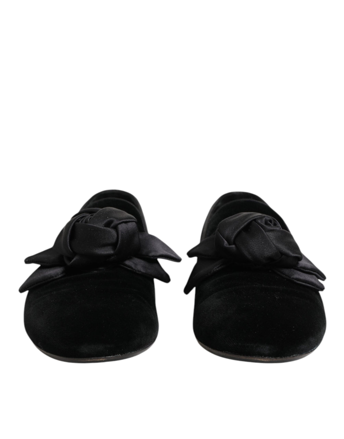 Dolce & Gabbana Black Suede Cotton Rose Slip On Loafers Shoes - Eljoys Fashion 