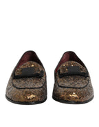Dolce & Gabbana Gold Sequined Slip On Loafers Men Dress Shoes - Eljoys Fashion 