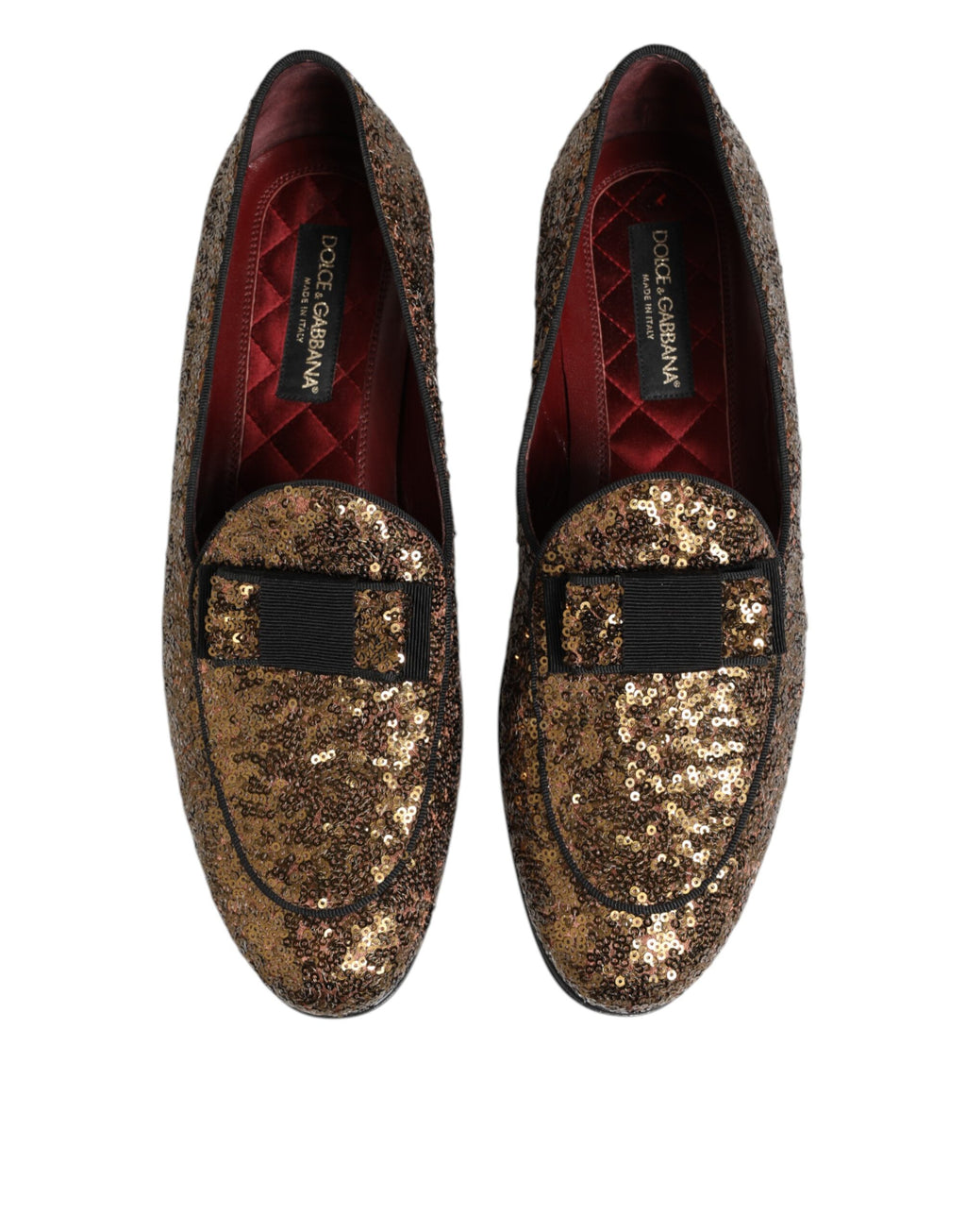 Dolce & Gabbana Gold Sequined Slip On Loafers Men Dress Shoes - Eljoys Fashion 