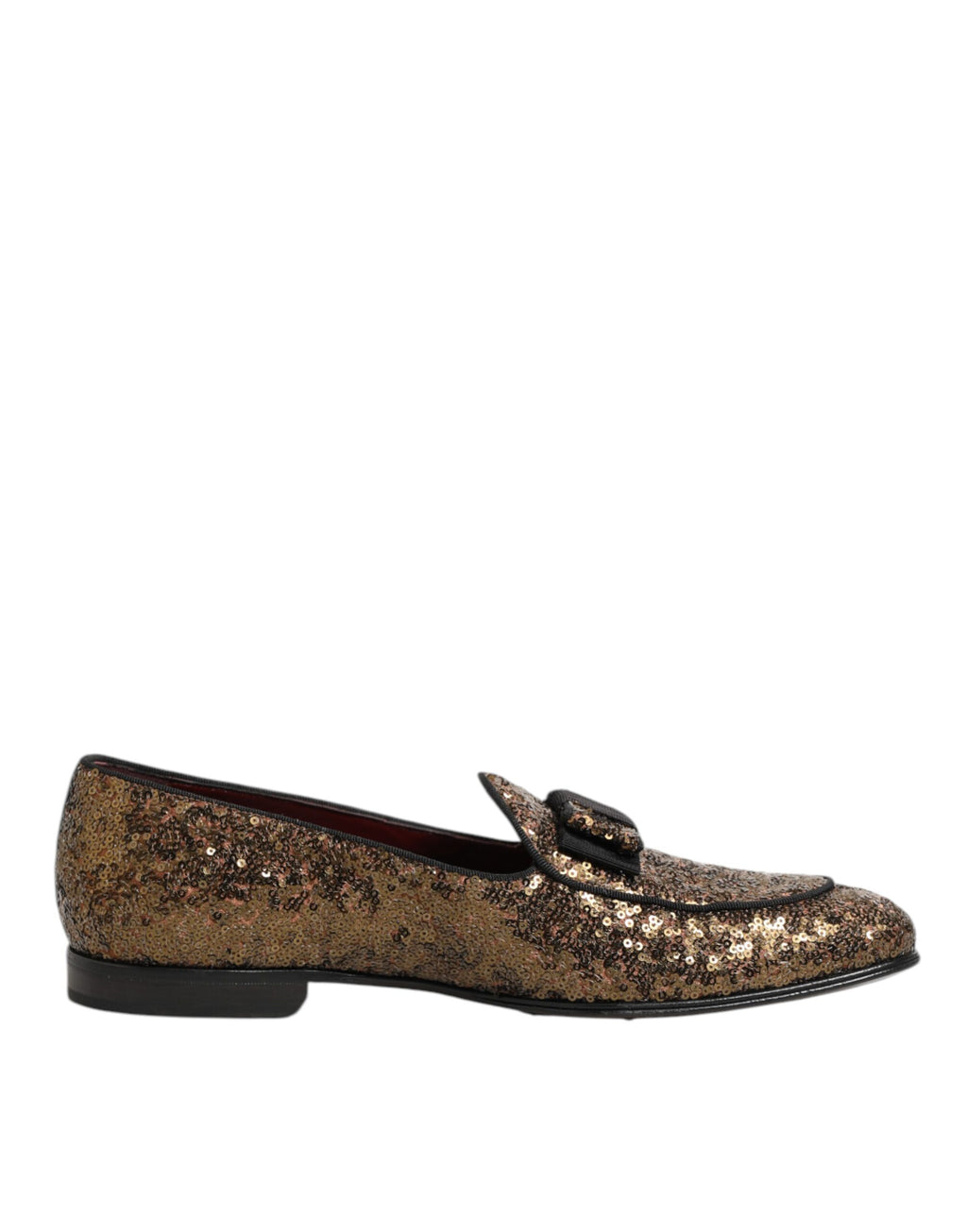 Dolce & Gabbana Gold Sequined Slip On Loafers Men Dress Shoes - Eljoys Fashion 