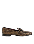 Dolce & Gabbana Gold Sequined Slip On Loafers Men Dress Shoes - Eljoys Fashion 