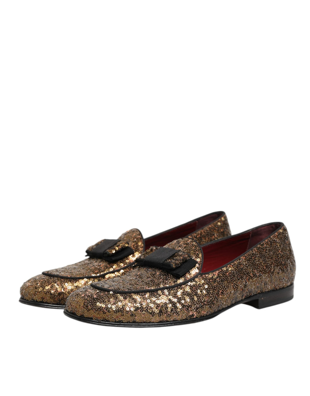 Dolce & Gabbana Gold Sequined Slip On Loafers Men Dress Shoes - Eljoys Fashion 