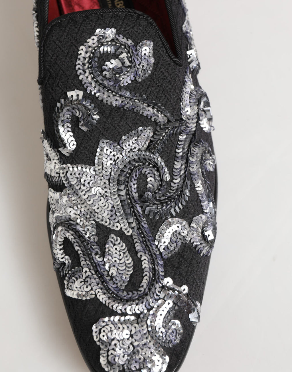 Dolce & Gabbana Black Silver Sequined Loafers Men Dress Shoes