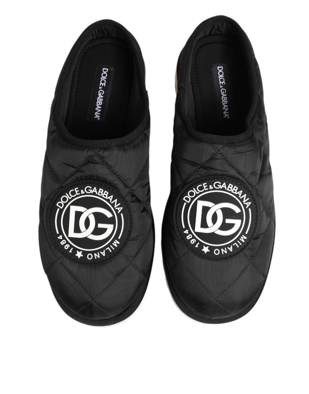 Dolce & Gabbana Black Nylon Low Top Slip On Sneaker Shoes - Eljoys Fashion 