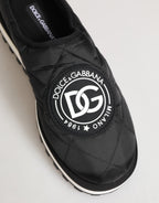 Dolce & Gabbana Black Nylon Low Top Slip On Sneaker Shoes - Eljoys Fashion 