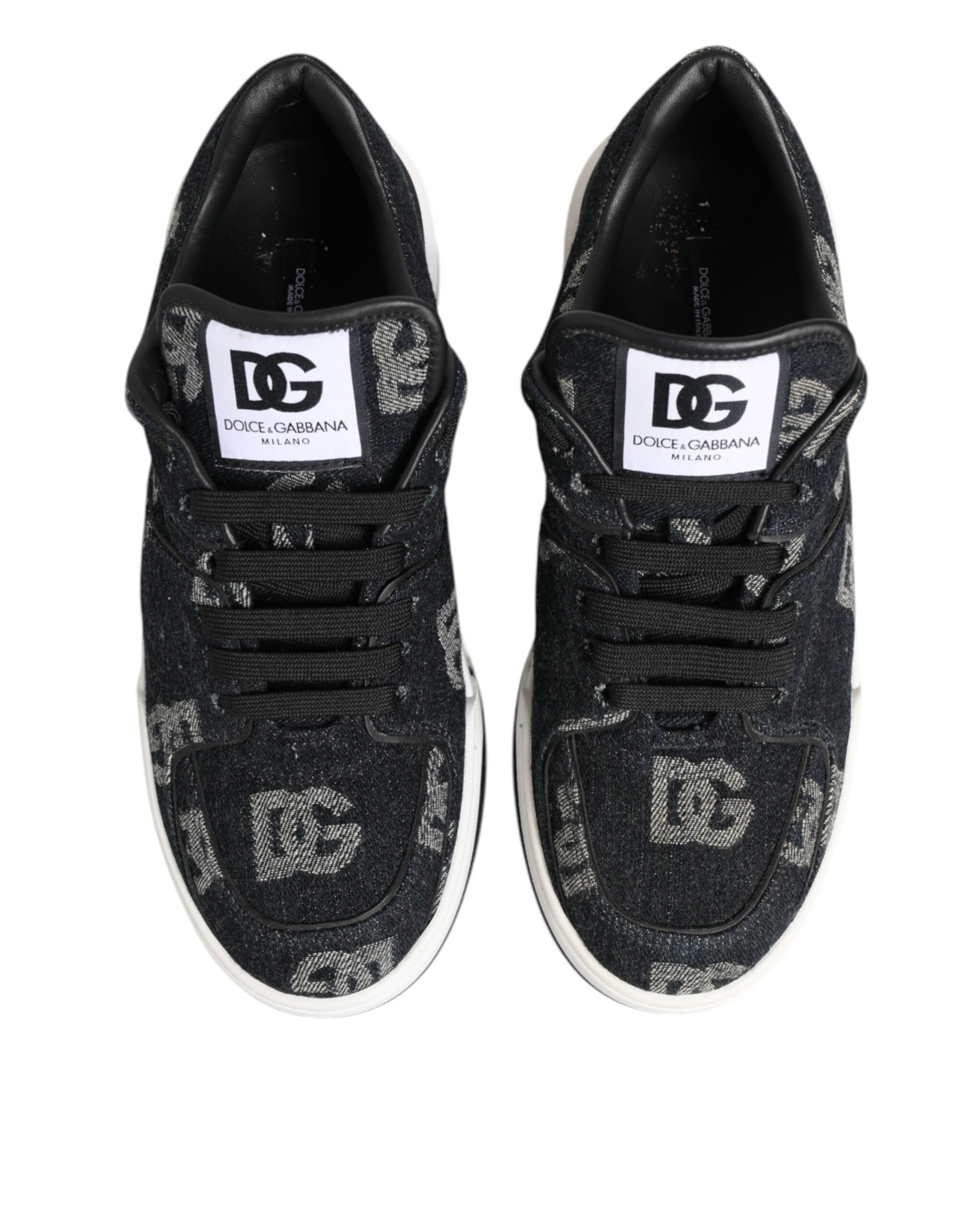 Dolce & Gabbana Blue Cotton Denim Logo Low Top Sneakers Shoes