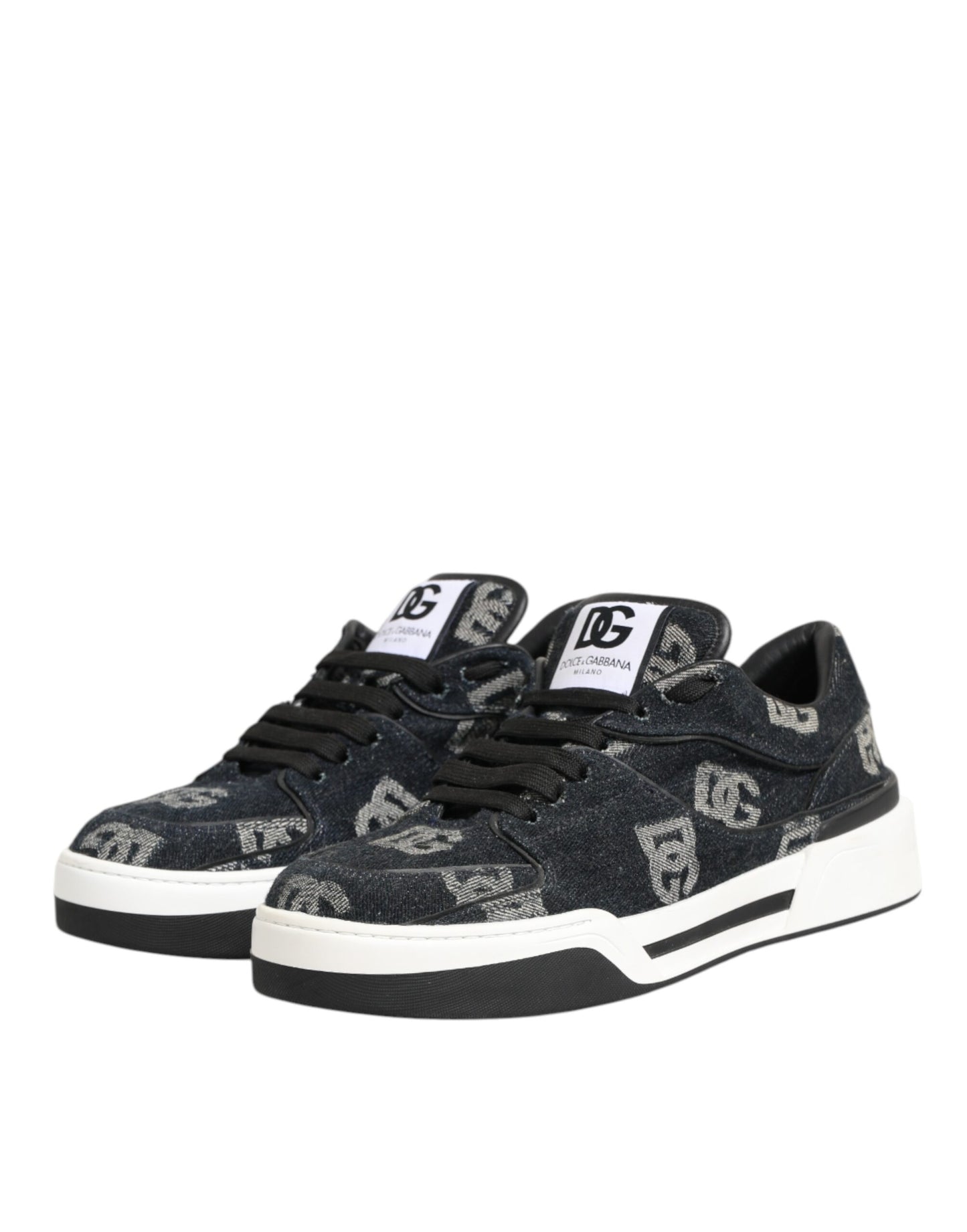 Dolce & Gabbana Blue Cotton Denim Logo Low Top Sneakers Shoes