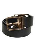 Dolce & Gabbana Black Leather Gold Silver Coin Buckle Belt - Eljoys Fashion 