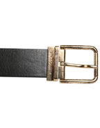 Dolce & Gabbana Black Leather Gold Silver Coin Buckle Belt - Eljoys Fashion 