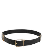 Dolce & Gabbana Black Leather Gold Silver Coin Buckle Belt - Eljoys Fashion 