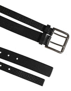 Dolce & Gabbana Black Double Strap Leather Silver Buckle Belt - Eljoys Fashion 