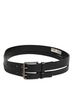 Dolce & Gabbana Black Double Strap Leather Silver Buckle Belt - Eljoys Fashion 