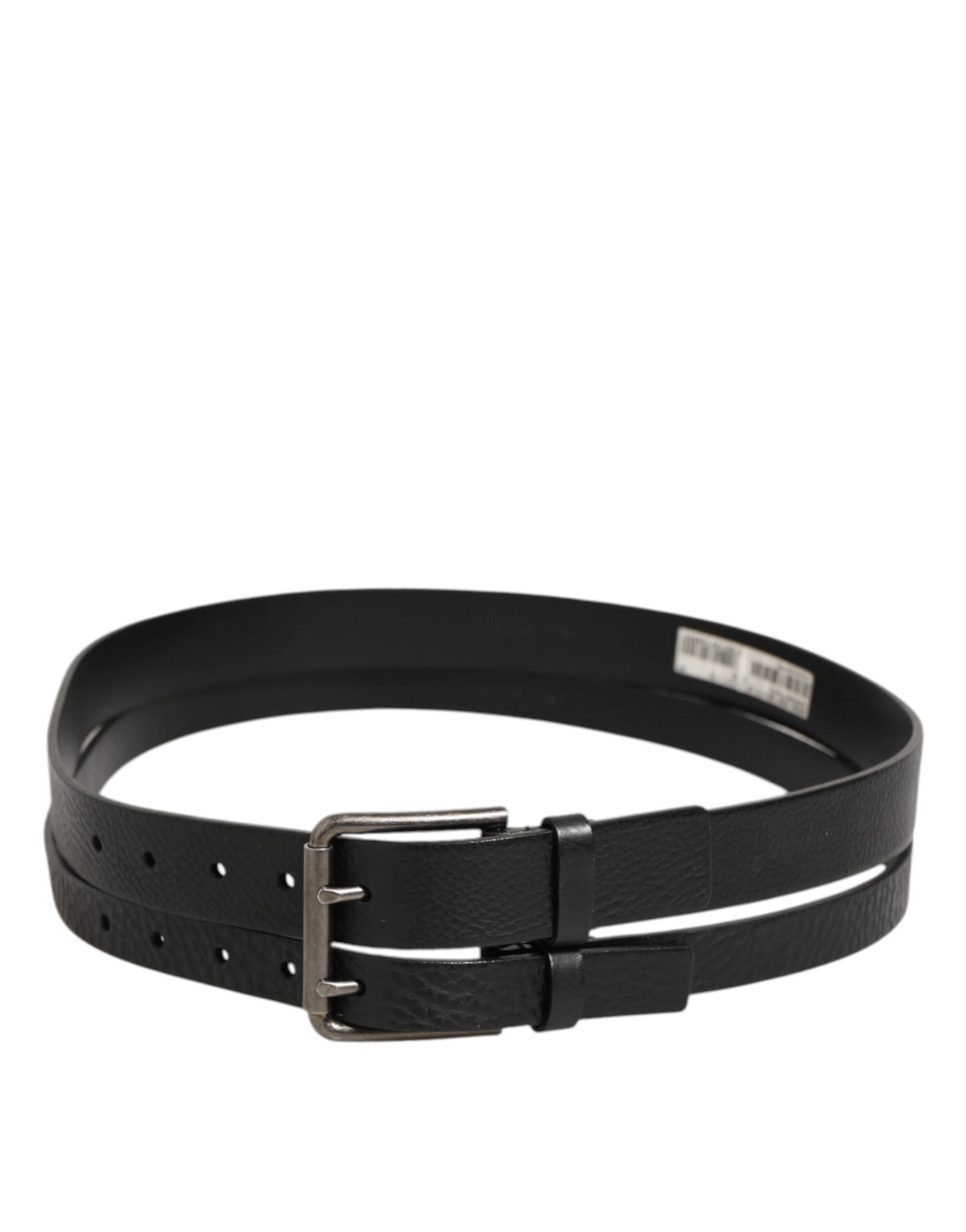 Dolce & Gabbana Black Double Strap Leather Silver Buckle Belt - Eljoys Fashion 