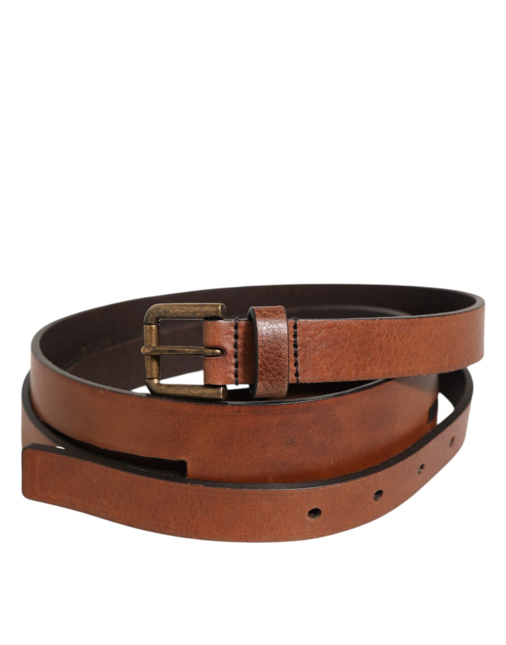 Dolce & Gabbana Brown Double Strap Leather Gold Buckle Belt - Eljoys Fashion 