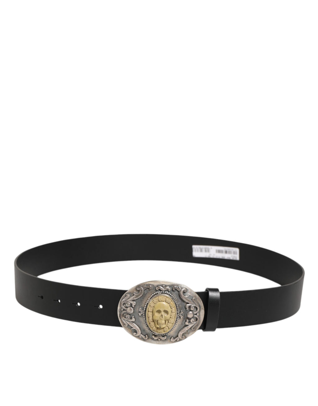 Dolce & Gabbana Black Leather Ornate Metal Buckle Men Belt - Eljoys Fashion 