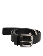 Dolce & Gabbana Black Leather Classic Metal Logo Buckle Belt - Eljoys Fashion 