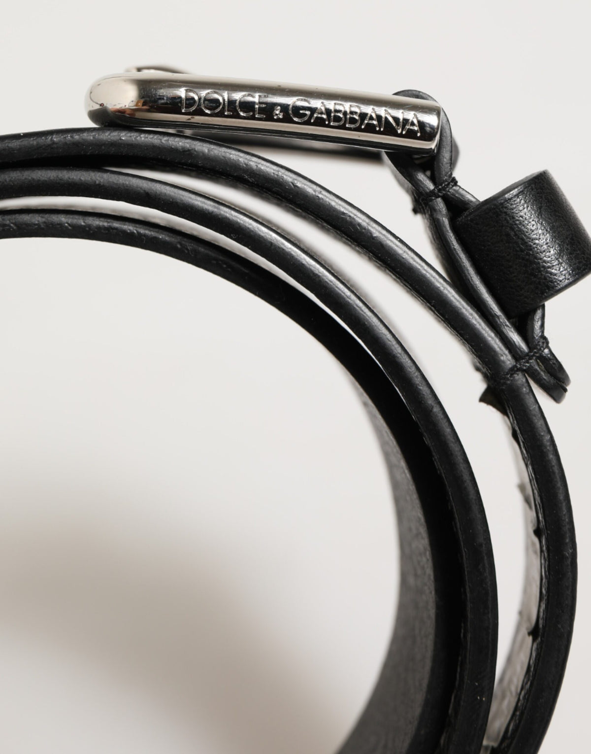 Dolce & Gabbana Black Leather Classic Metal Logo Buckle Belt - Eljoys Fashion 