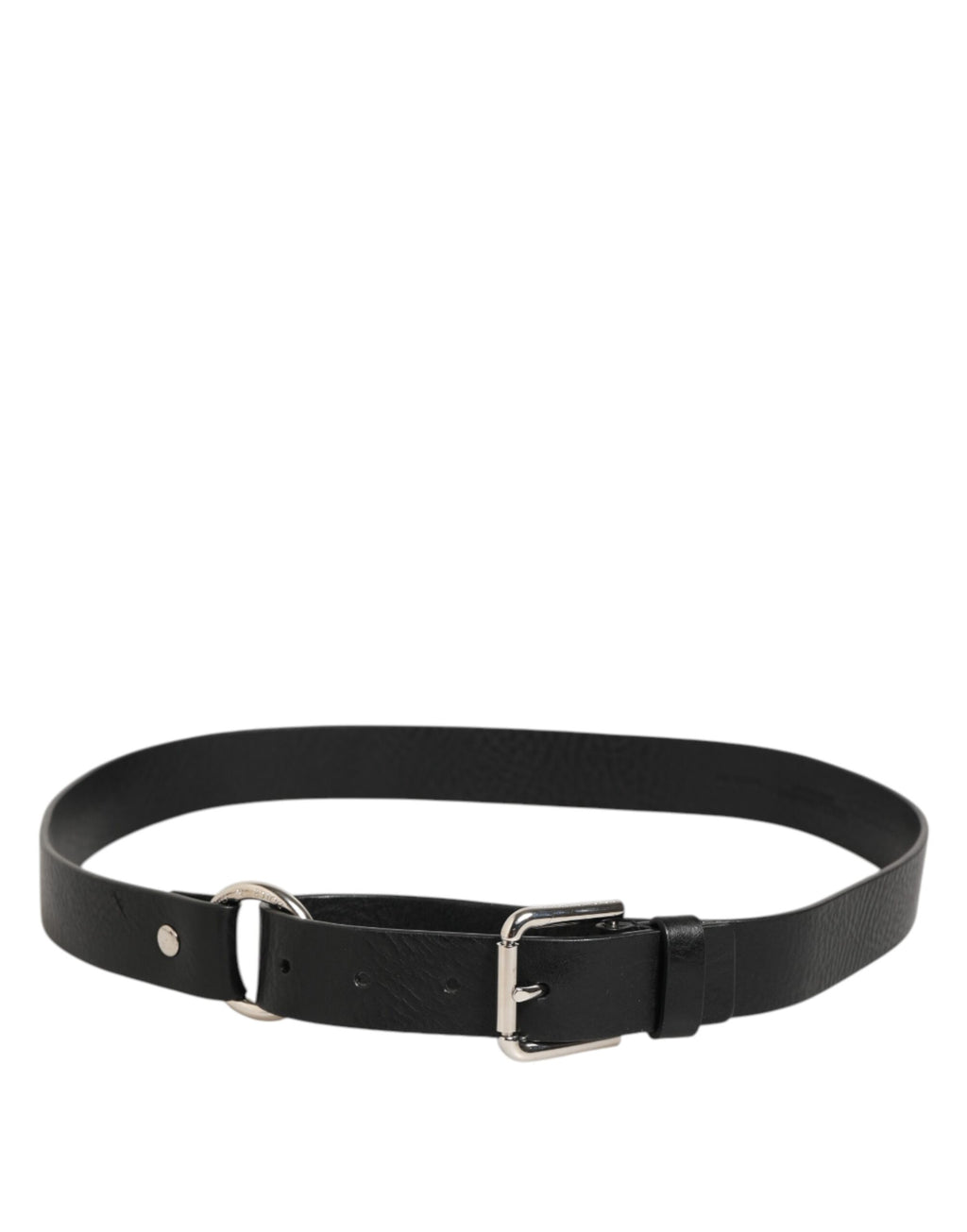 Dolce & Gabbana Black Leather Classic Metal Logo Buckle Belt - Eljoys Fashion 