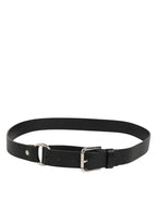 Dolce & Gabbana Black Leather Classic Metal Logo Buckle Belt - Eljoys Fashion 