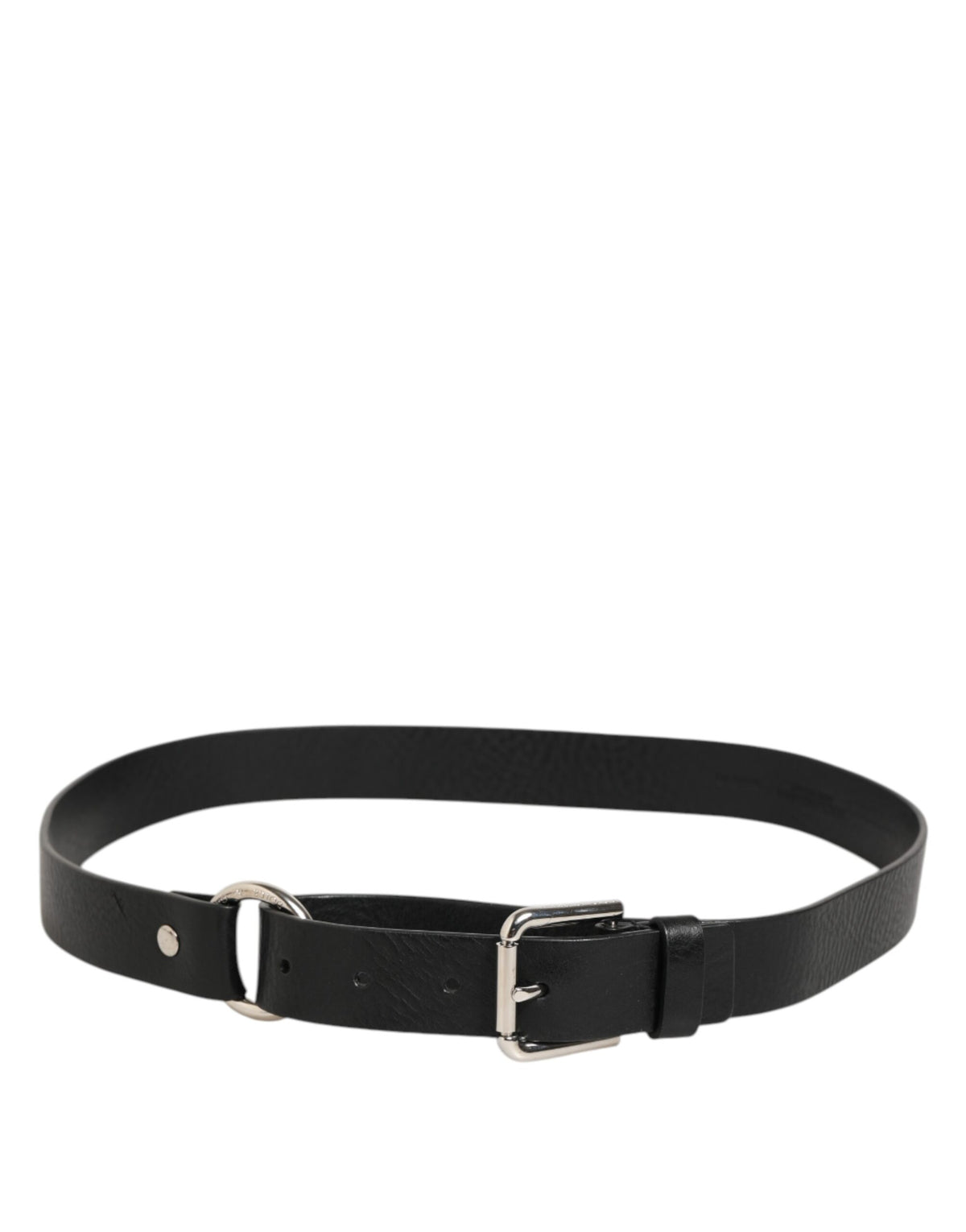 Dolce & Gabbana Black Leather Classic Metal Logo Buckle Belt - Eljoys Fashion 