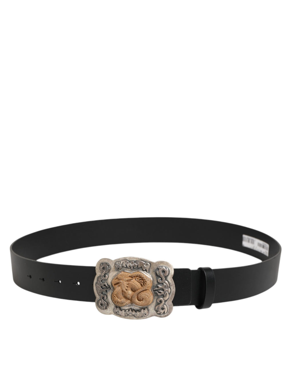 Dolce & Gabbana Black Leather Gothic Dragon Metal Buckle Belt - Eljoys Fashion 