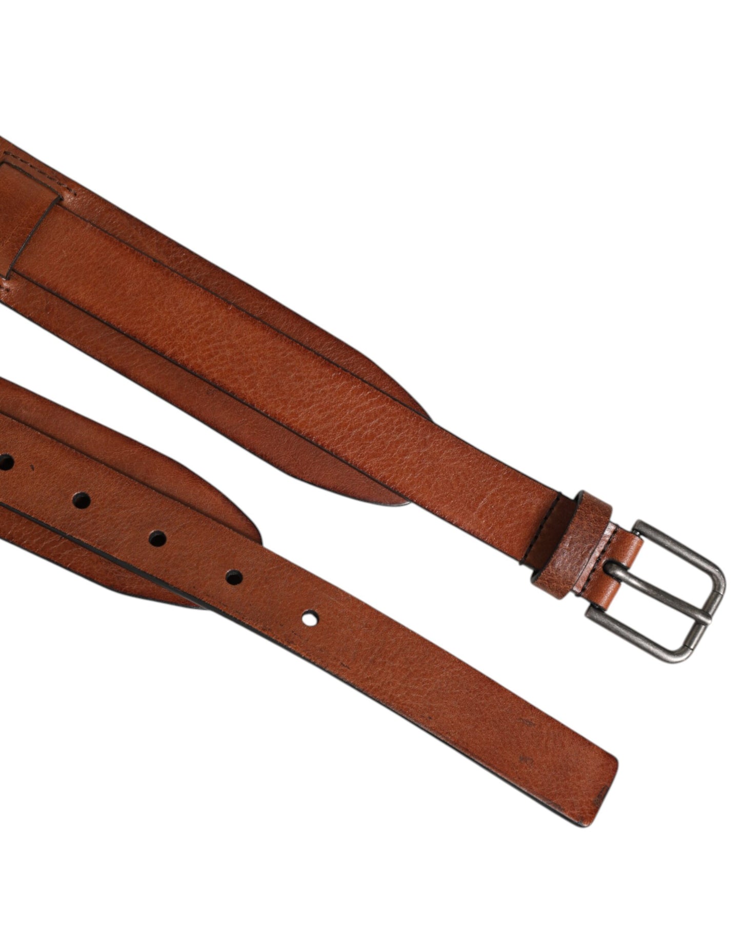 Dolce & Gabbana Brown Classic Gold Metal Logo Buckle Men Belt