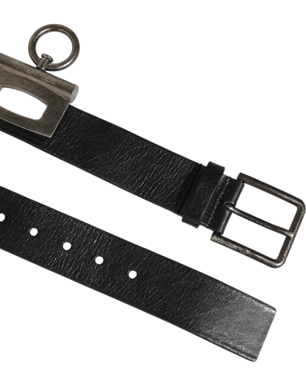 Dolce & Gabbana Black Leather Side Rings Brass Buckle Belt - Eljoys Fashion 