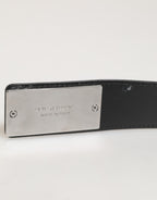Dolce & Gabbana Black Leather Classic Metal Logo Buckle Belt - Eljoys Fashion 