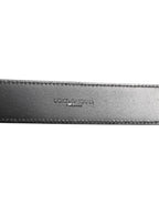 Dolce & Gabbana Black Leather Classic Metal Logo Buckle Belt - Eljoys Fashion 