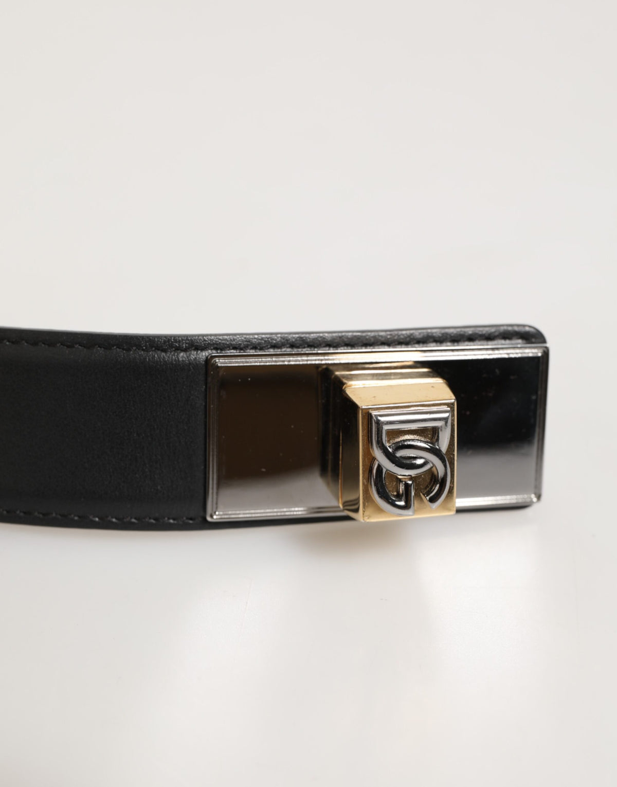 Dolce & Gabbana Black Leather Classic Metal Logo Buckle Belt - Eljoys Fashion 
