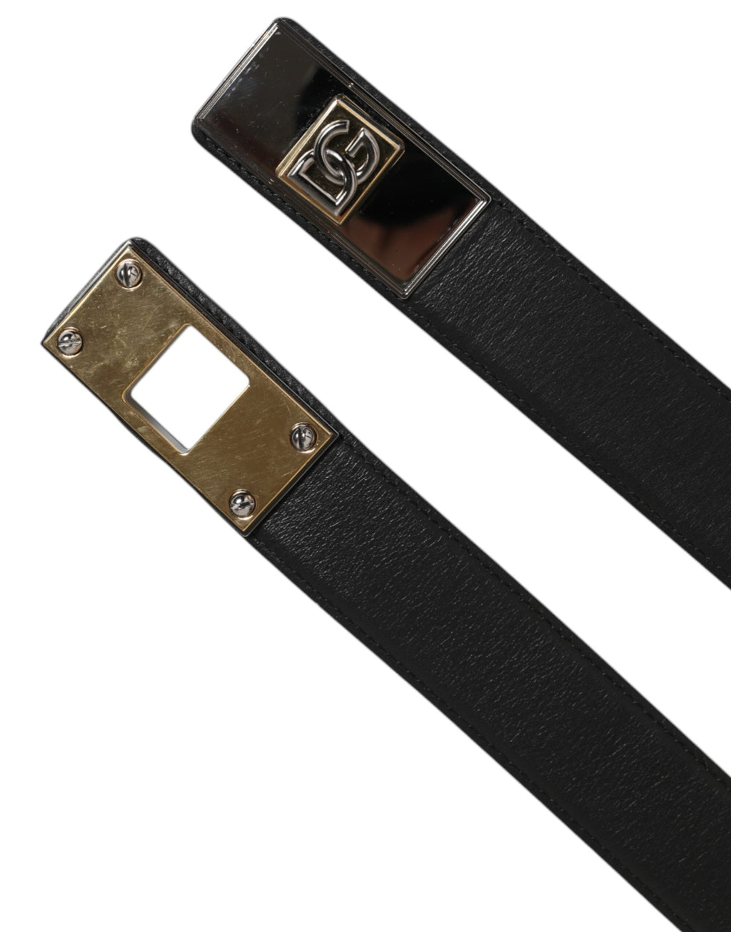 Dolce & Gabbana Black Leather Classic Metal Logo Buckle Belt - Eljoys Fashion 
