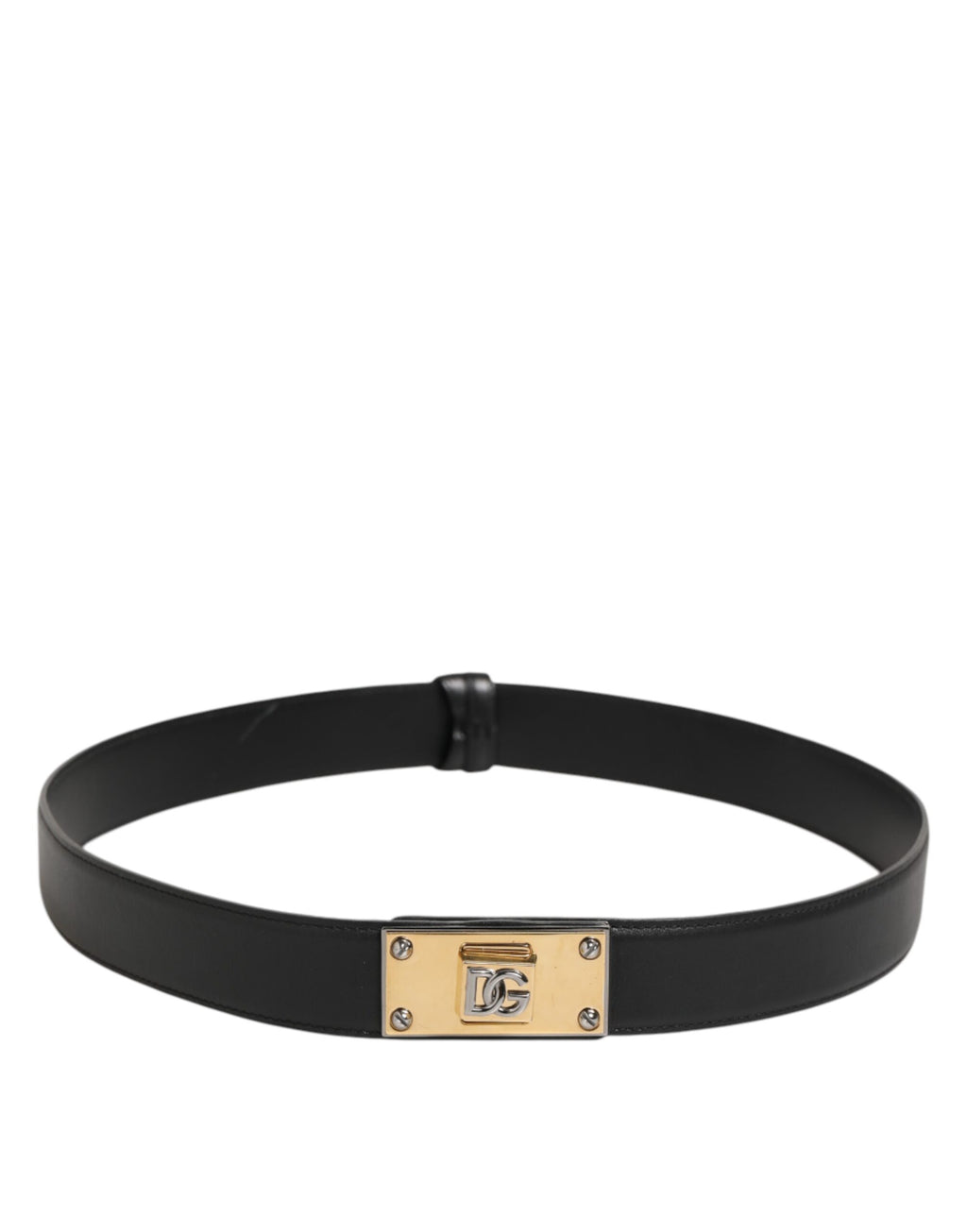 Dolce & Gabbana Black Leather Classic Metal Logo Buckle Belt - Eljoys Fashion 