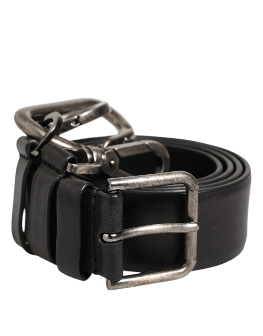 Dolce & Gabbana Black Key Ring Clip Attachments Buckle Belt - Eljoys Fashion 