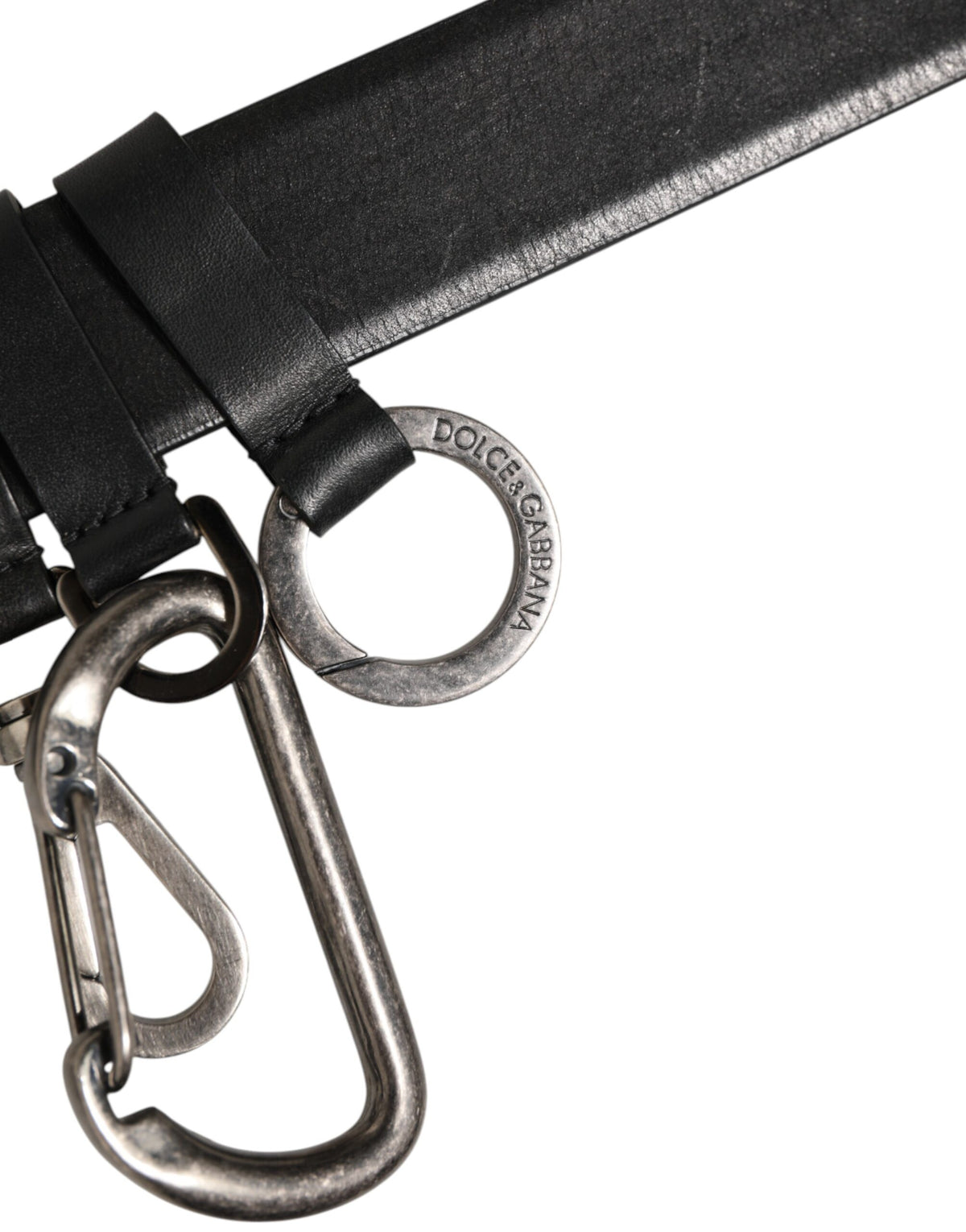Dolce & Gabbana Black Key Ring Clip Attachments Buckle Belt - Eljoys Fashion 