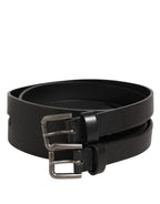 Dolce & Gabbana Black Double Strap Leather Silver Buckle Belt - Eljoys Fashion 
