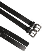 Dolce & Gabbana Black Double Strap Leather Silver Buckle Belt - Eljoys Fashion 