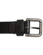 Dolce & Gabbana Black Double Strap Leather Silver Buckle Belt - Eljoys Fashion 