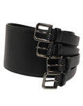 Dolce & Gabbana Black Leather 4-Strap Metal Multi-Buckle Belt - Eljoys Fashion 