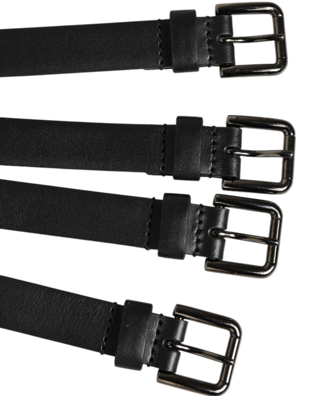 Dolce & Gabbana Black Leather 4-Strap Metal Multi-Buckle Belt - Eljoys Fashion 