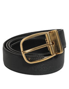 Dolce & Gabbana Black Leather Classic Metal Logo Buckle Belt - Eljoys Fashion 