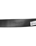 Dolce & Gabbana Black Leather Classic Metal Logo Buckle Belt - Eljoys Fashion 