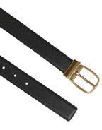 Dolce & Gabbana Black Leather Classic Metal Logo Buckle Belt - Eljoys Fashion 