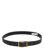 Dolce & Gabbana Black Leather Classic Metal Logo Buckle Belt - Eljoys Fashion 
