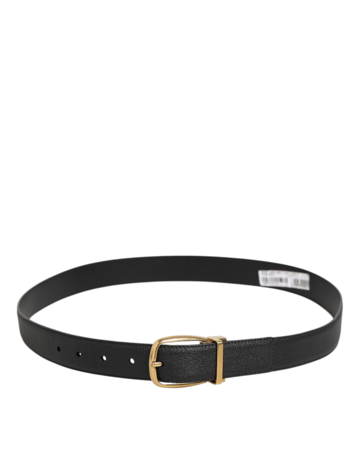 Dolce & Gabbana Black Leather Classic Metal Logo Buckle Belt - Eljoys Fashion 