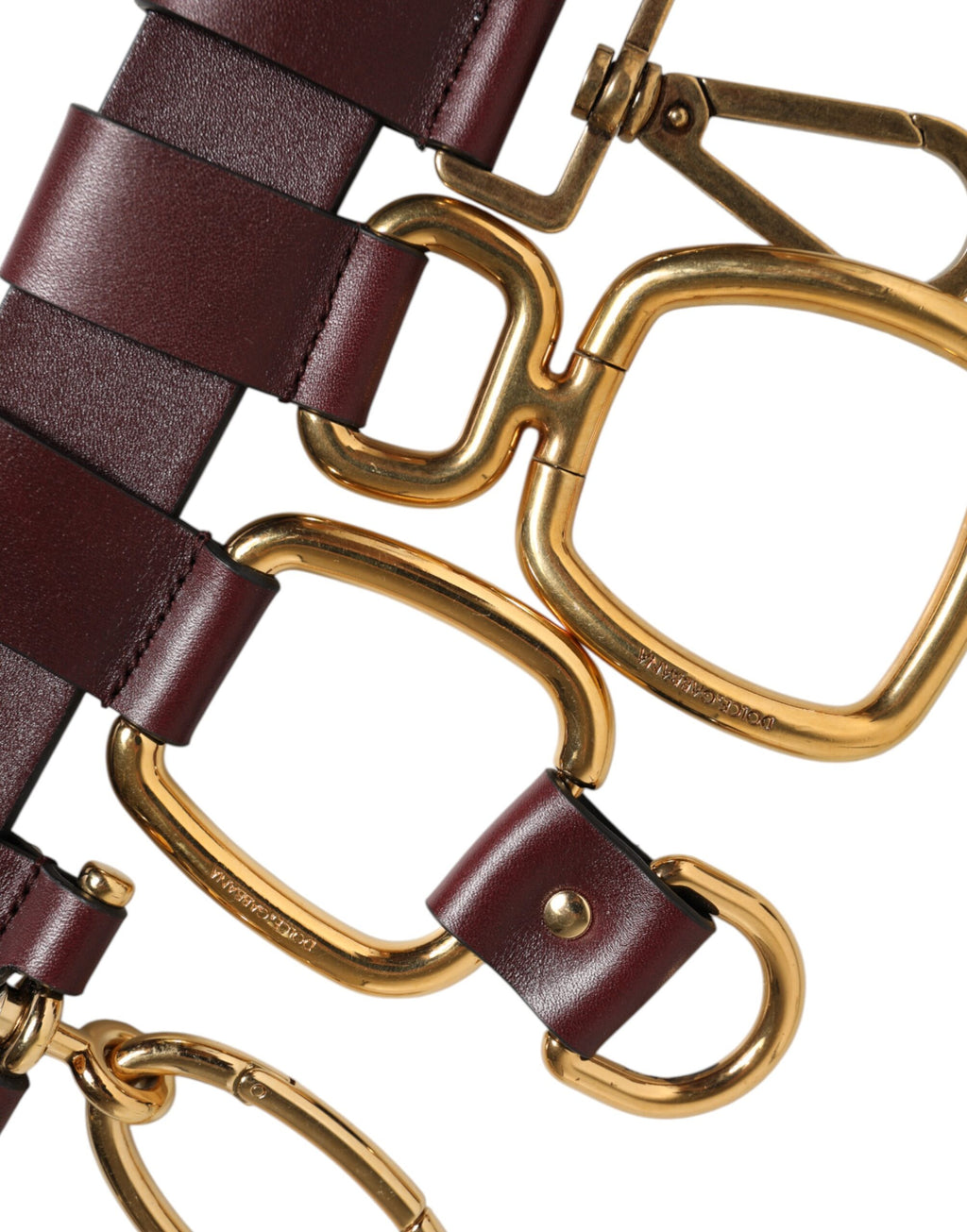 Dolce & Gabbana Brown Key Ring Clip Attachments Buckle Belt